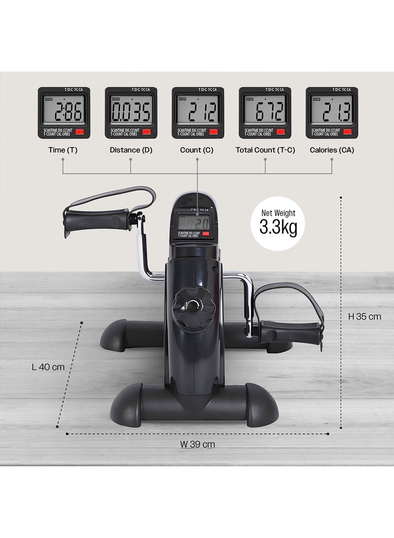 Sparnod Fitness SMB-475 Arm & Leg Mini Exercise Bike with LCD Display, Adjustable Resistance, Portable Under Desk Pedal Exerciser for Home & Office Workout, Compact Steel Frame, 120kg Capacity - Image 5